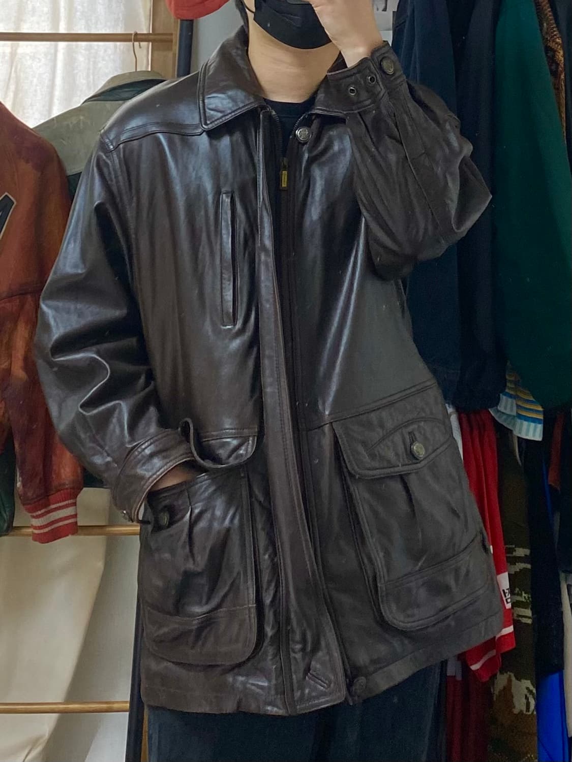 [90-95] 90s London Fog 런던포그 브라운 양가죽 레더코트 상품이미지9