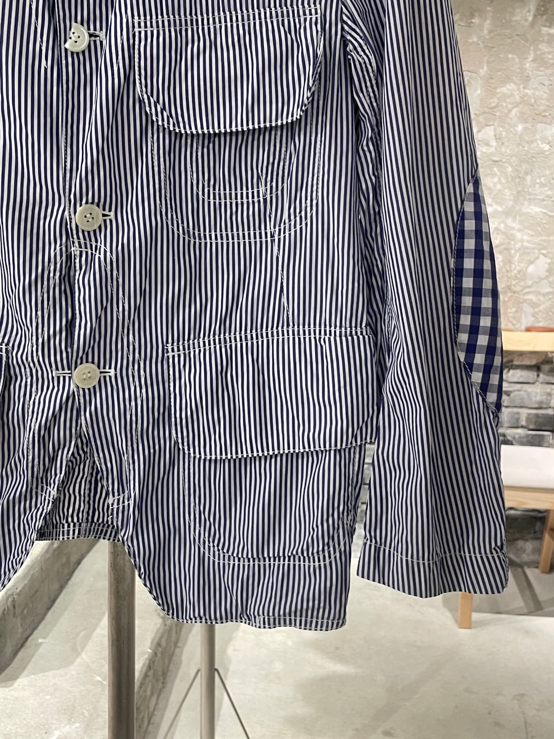 준야 와타나베 맨 ad2008 스트라이프 플랩포켓 셔츠 자켓 상품이미지5