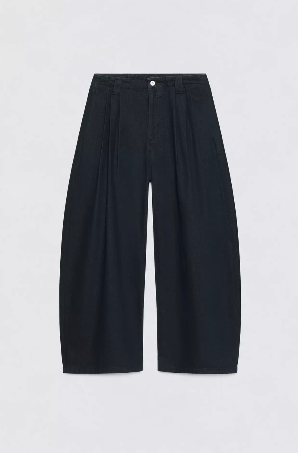 자라 와이드 레그 블랙 플랫 프론트 진 데님팬츠 34 상품이미지5