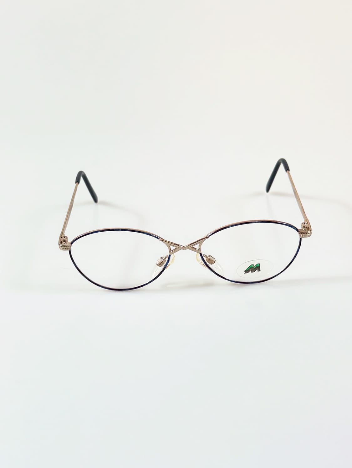 90s 독일제 MEITZLER 블루 골드 슬림 오벌 빈티지 안경 상품이미지1