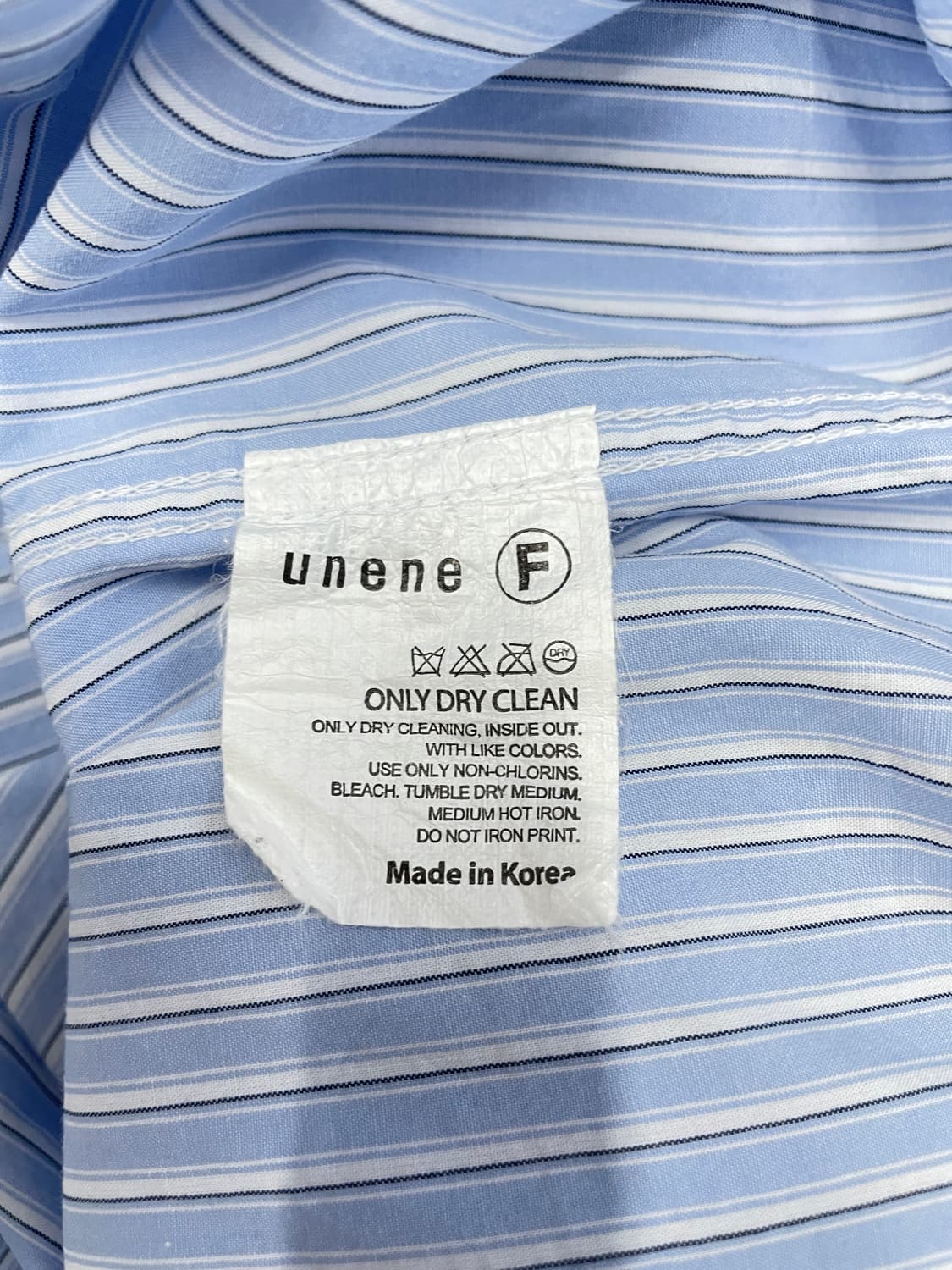 unene 오버핏 스트라이프 코튼 셔츠 블루 상품이미지4