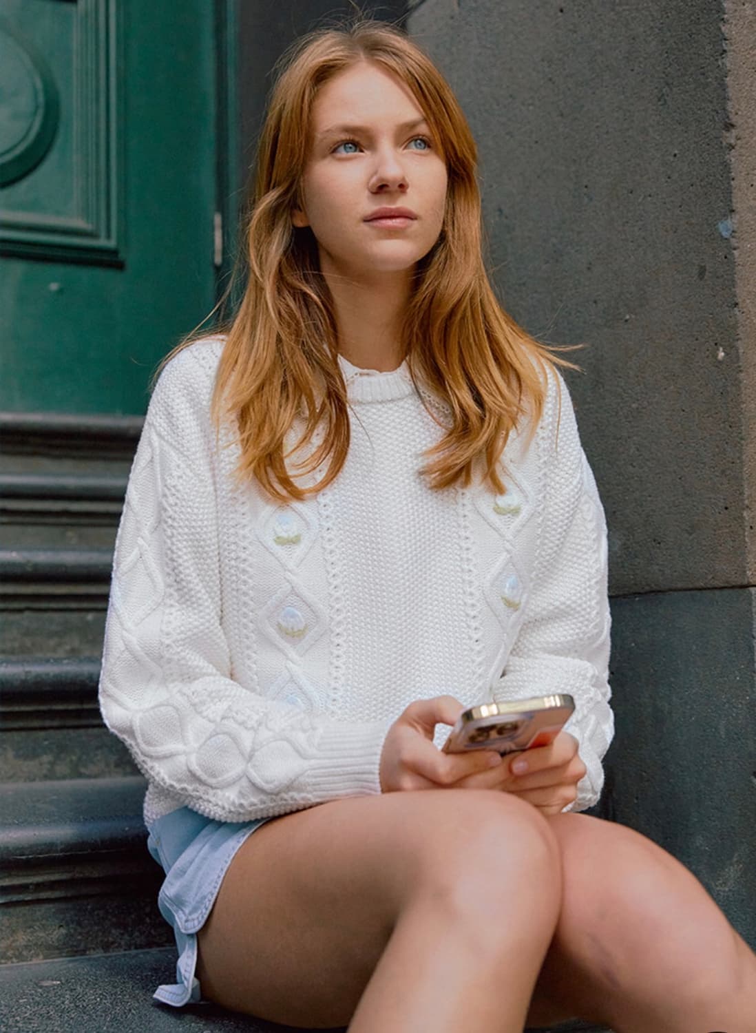 앤유 몬벌크 피셔맨 플라워 니트 (Ivory) 66사이즈 새제품 상품이미지3