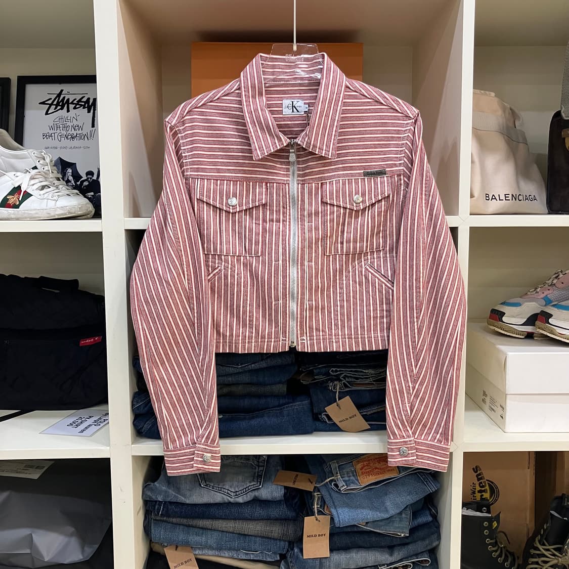 캘빈클라인 스트라이프 크롭 자켓 S 상품이미지1