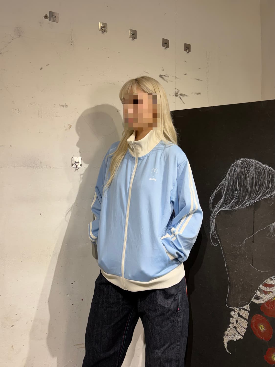 JPN 일본 빈티지 miffy 화이트 스카이 블루 소라색 져지 M 상품이미지1