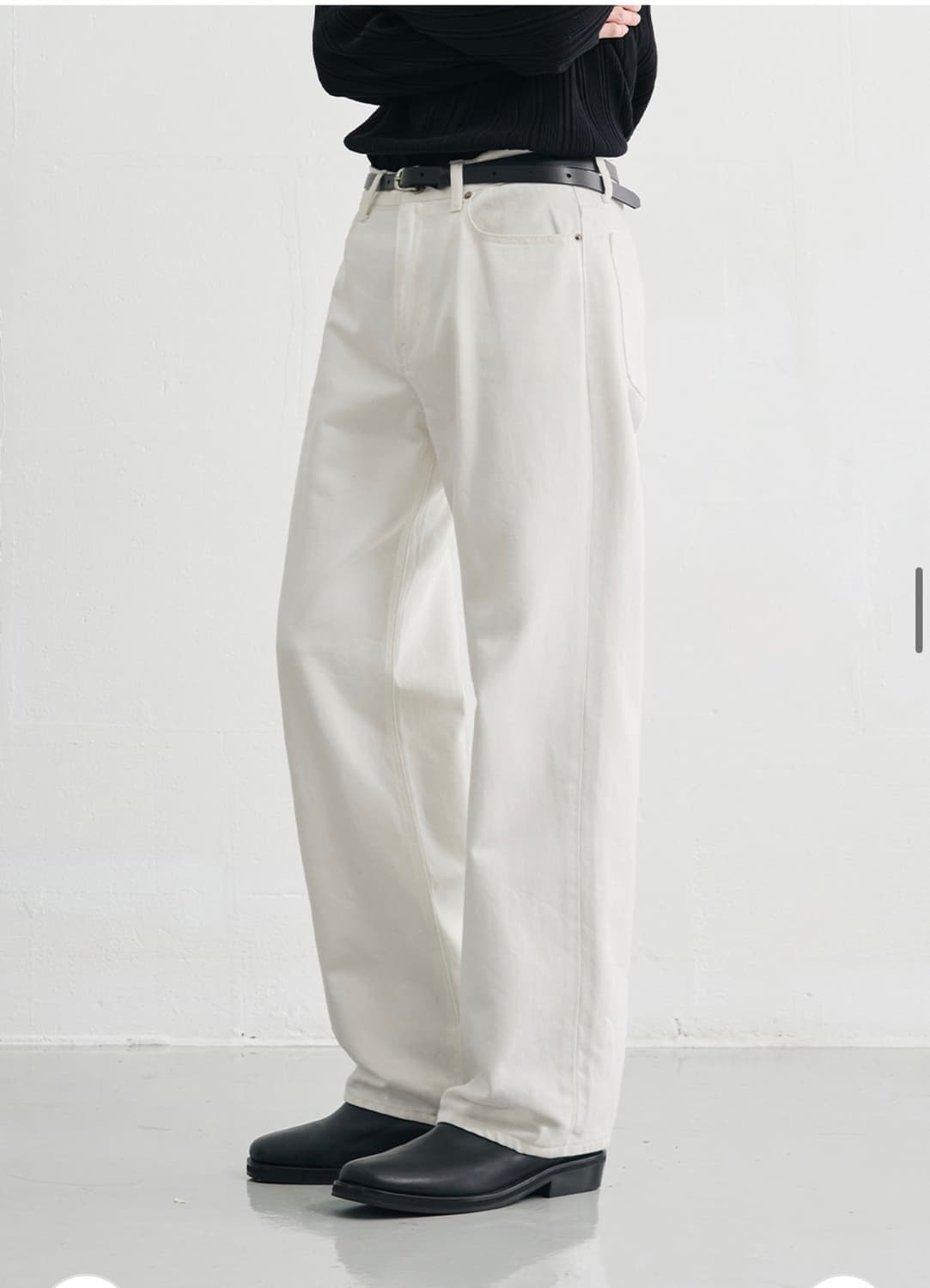 (새상품)(L) 드로우핏 유주얼 세미 와이드 데님 팬츠 WHITE 상품이미지5