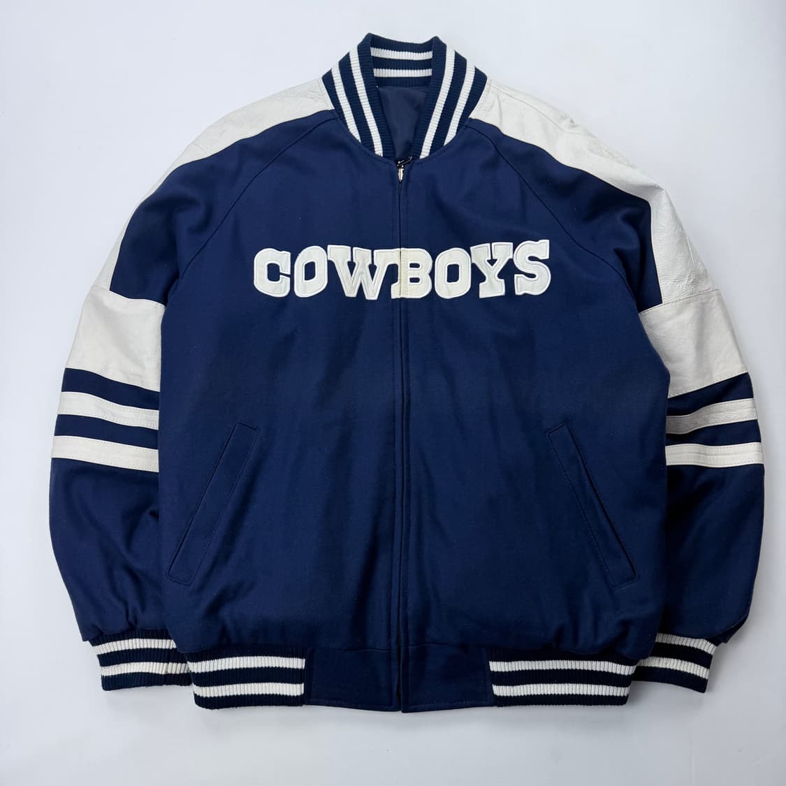 NFL 댈러스 카우보이스 가죽 배색 바시티 자켓 상품이미지1