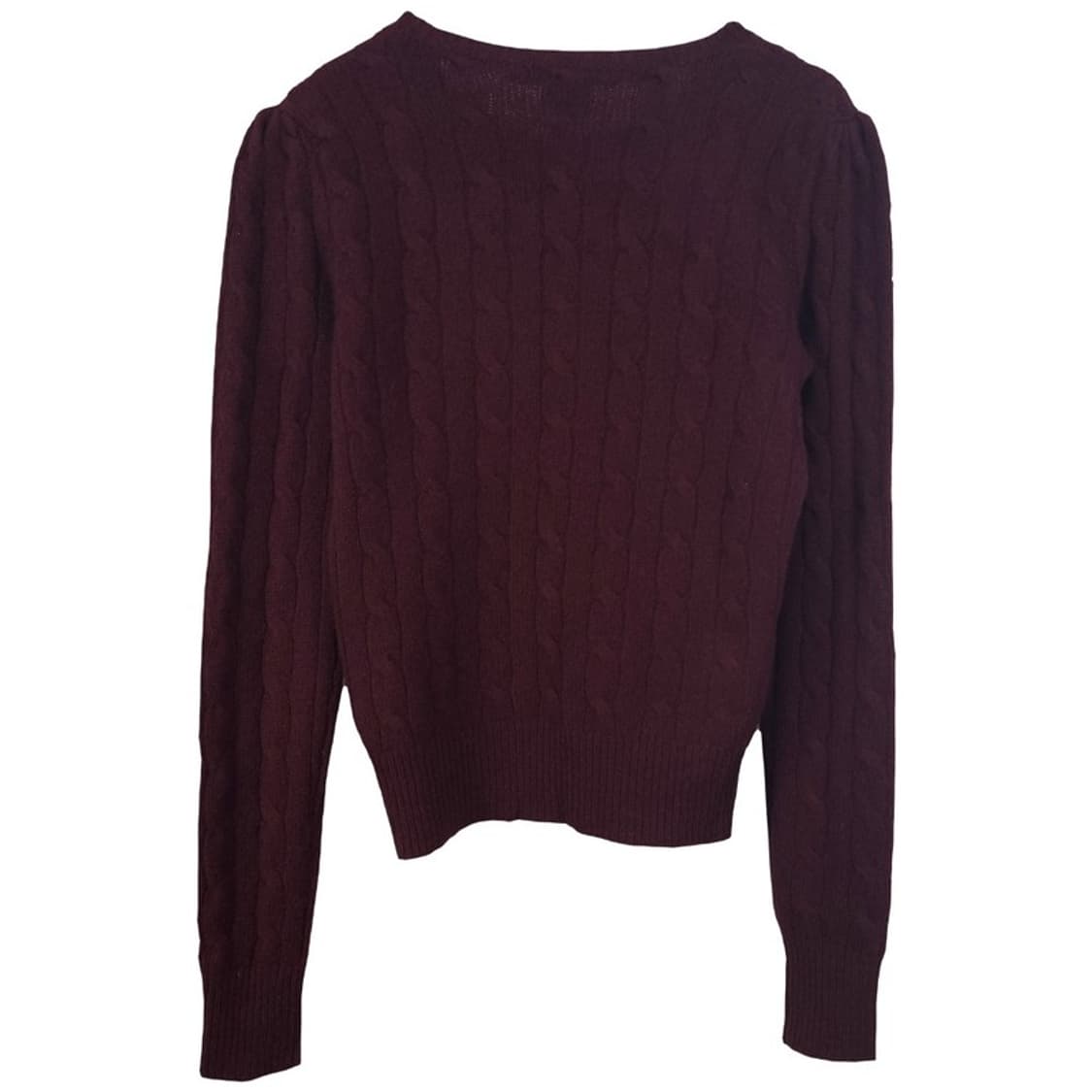 [폴로 랄프로렌] 퍼프 슬리브 케이블 꽈배기 니트 버건디 M18852 상품이미지3