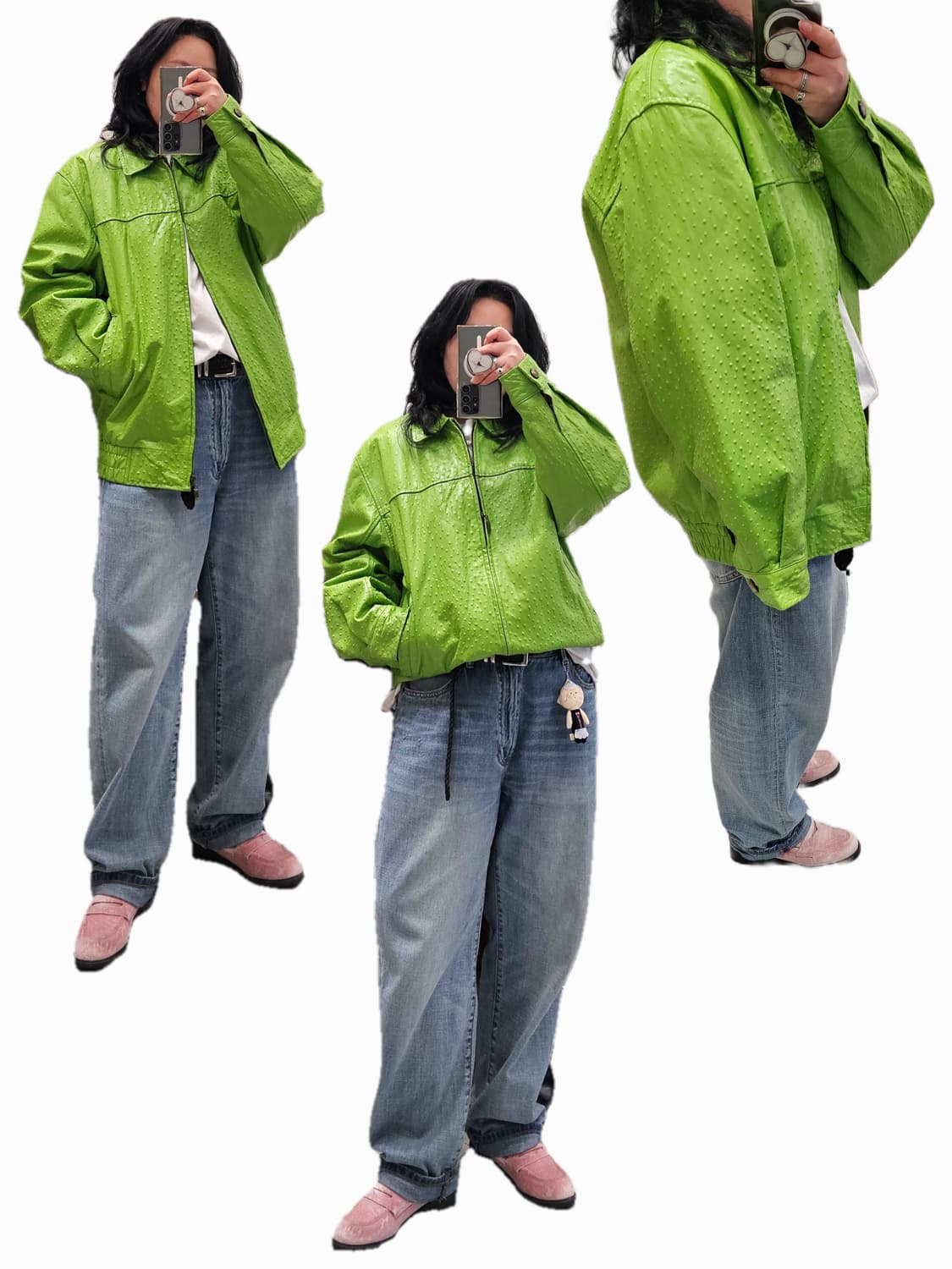 Via Blue via Couture 라임 타조st 레더 블루종 상품이미지1