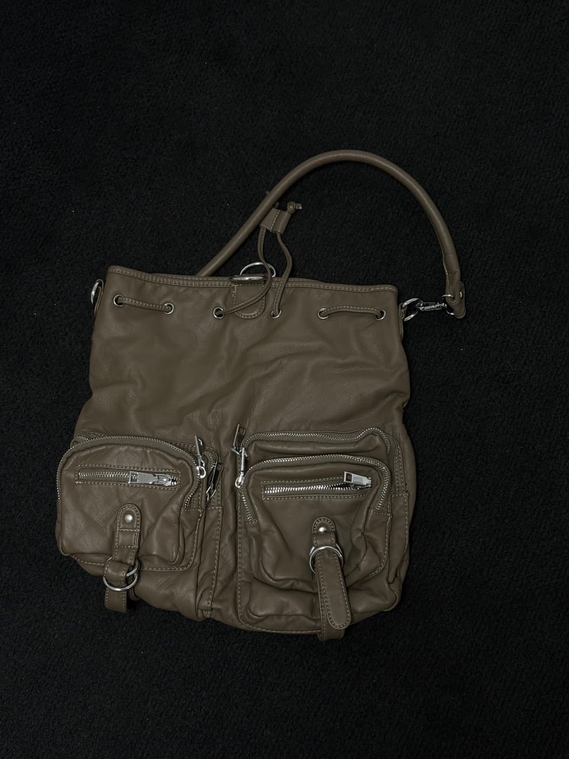 빈티지 브라운 레더 백 아야즈 큐빈 상품이미지1