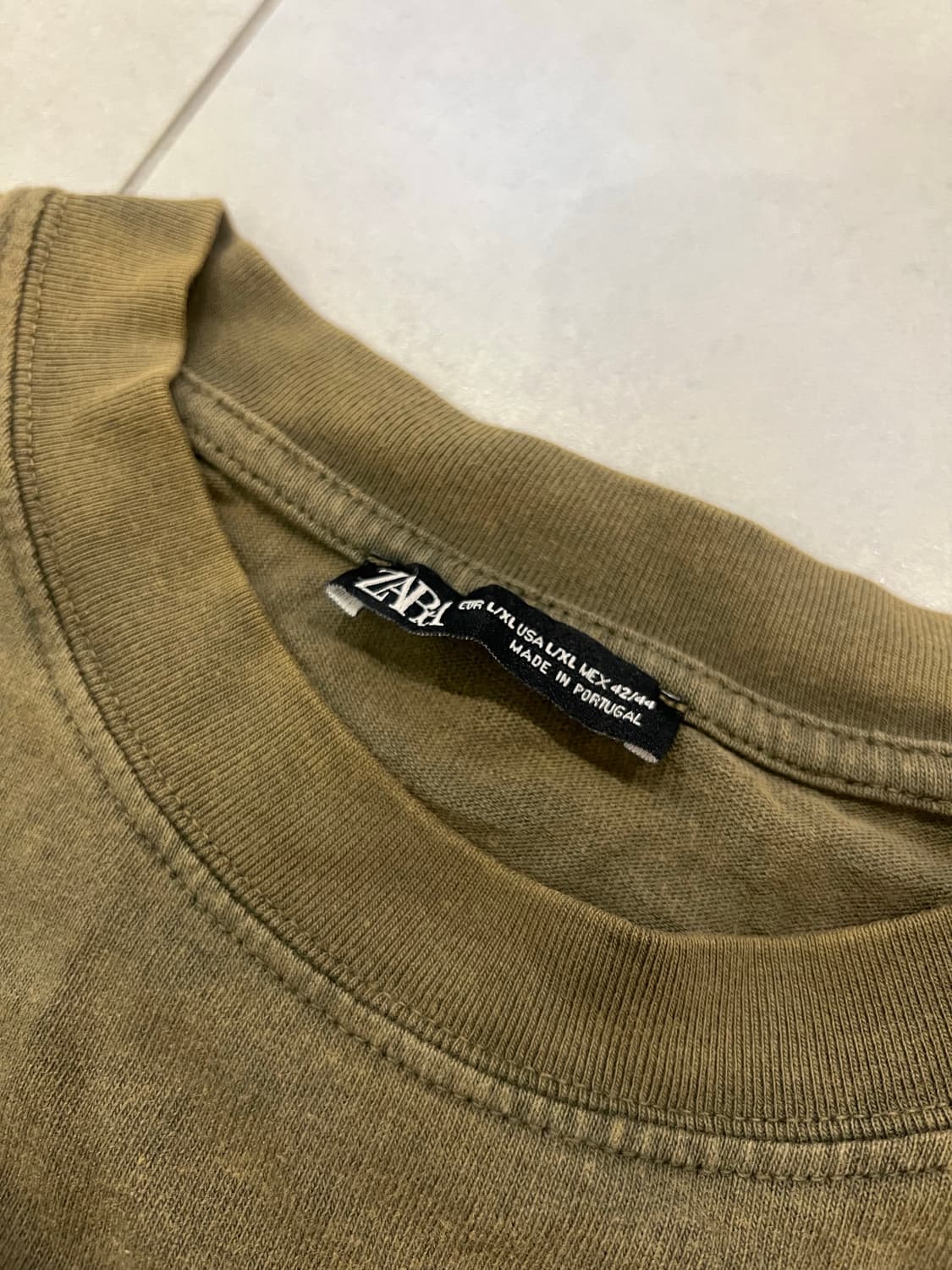 자라 빈티지 레이어드 티셔츠 카키 L/XL 상품이미지6