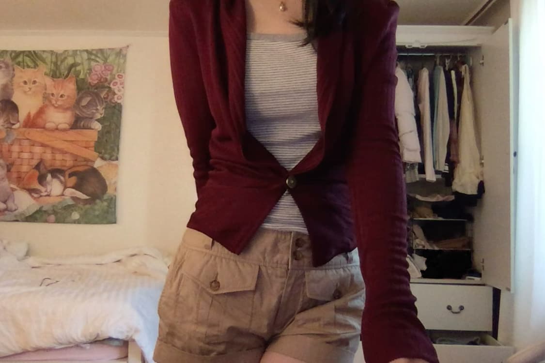 John Galliano burgundy ruched cardigan 상품이미지1