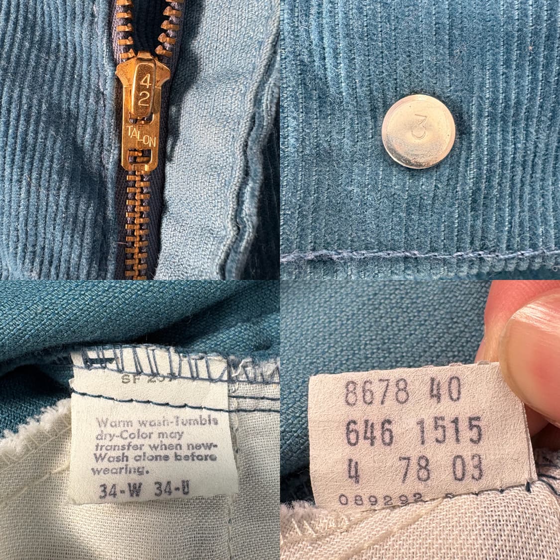 70s USA 리바이스 Levi’s 646 코듀로이 벨바텀 팬츠 상품이미지9