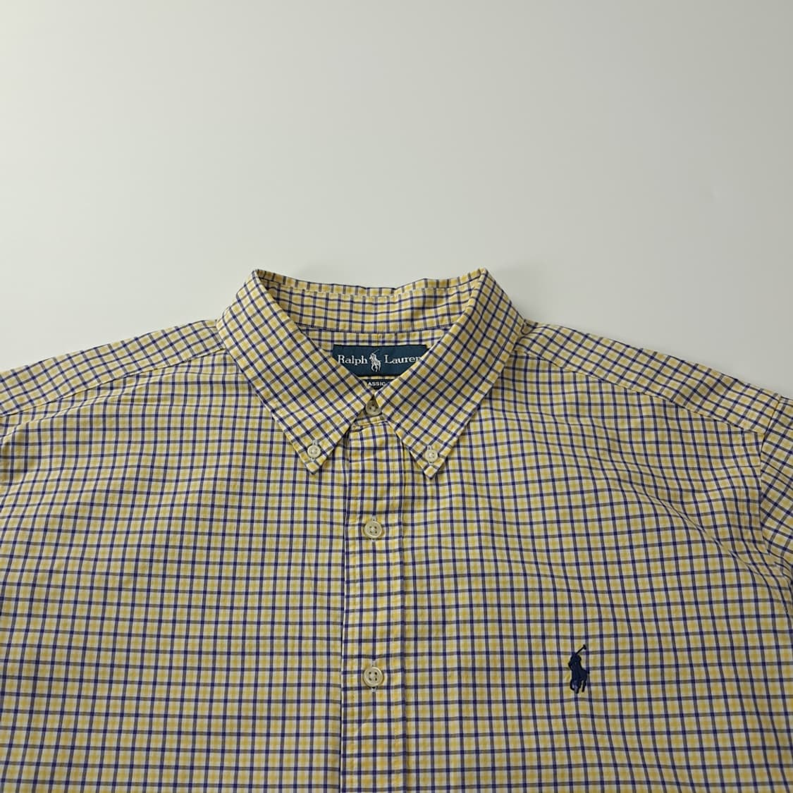 CK455 2XL 폴로 00s 옐로우블루 마이크로체크 반팔 셔츠 남방 상품이미지2