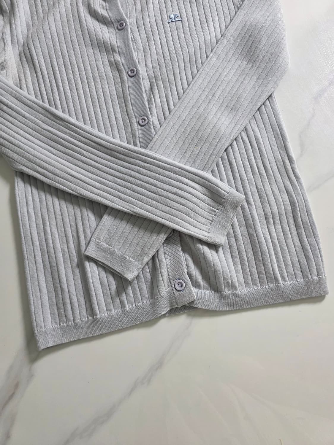 Courrèges / 소라색 골지 가디건 상품이미지7