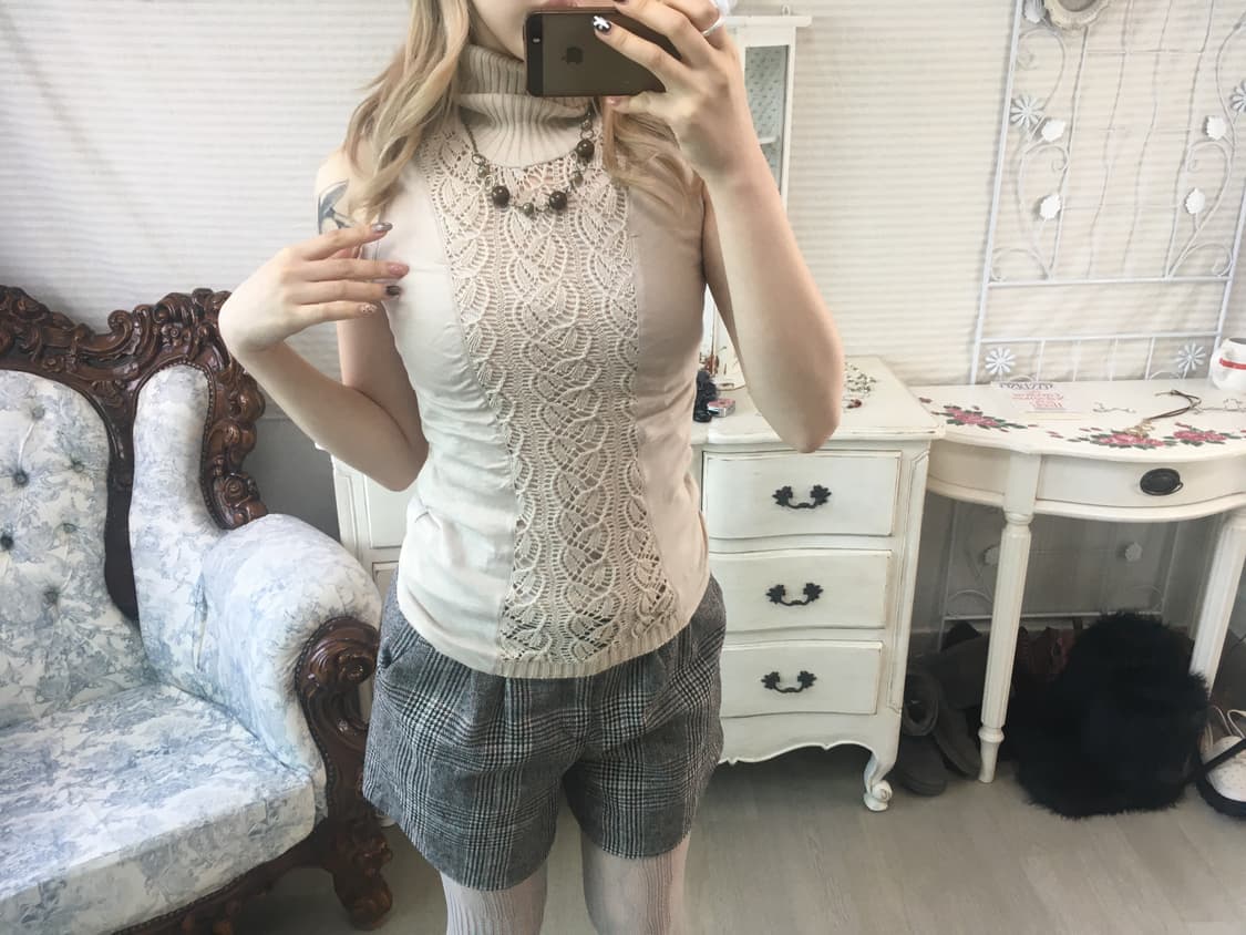 jpn vintage beige crochet sleeveless 상품이미지1