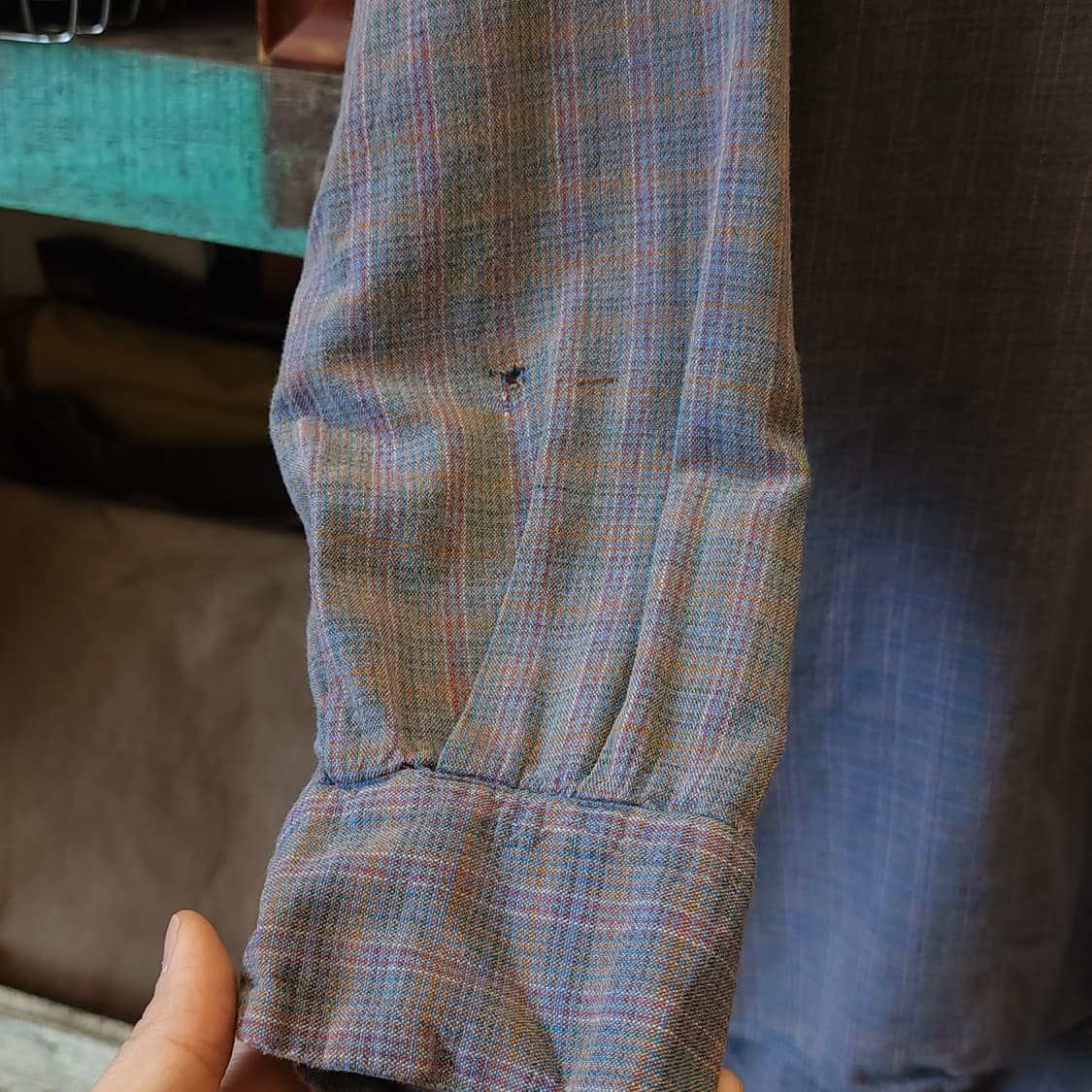 60s 프랑스 워크셔츠 가드너 빈티지 셔츠 라이트 퍼플 롱 튜닉 셔츠 L 상품이미지6