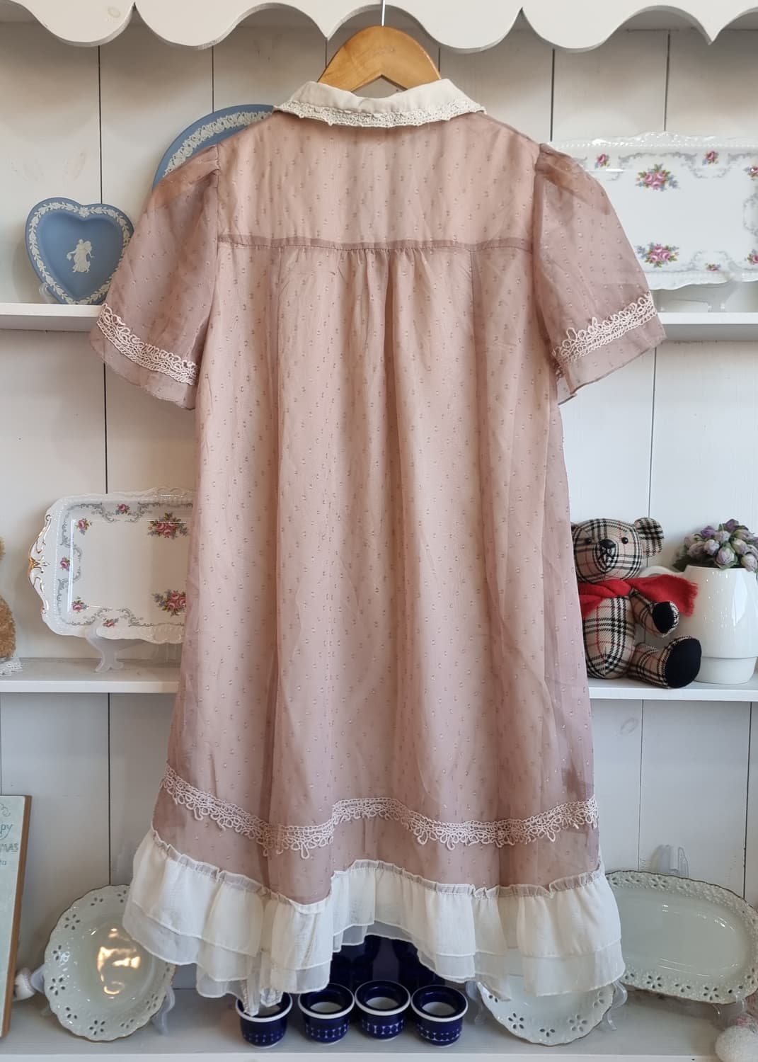 axes femme(액시즈팜) 핑크베이지 레이스 빈티지 원피스 상품이미지7