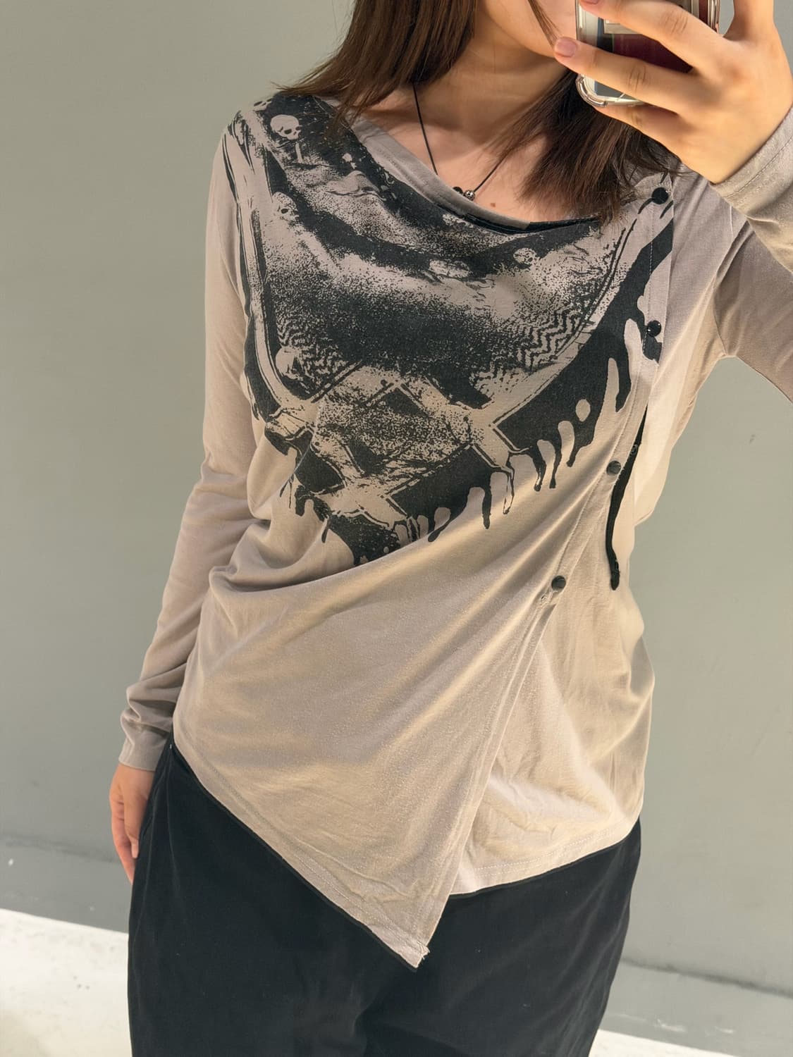Side snap design printing cardigan 상품이미지4