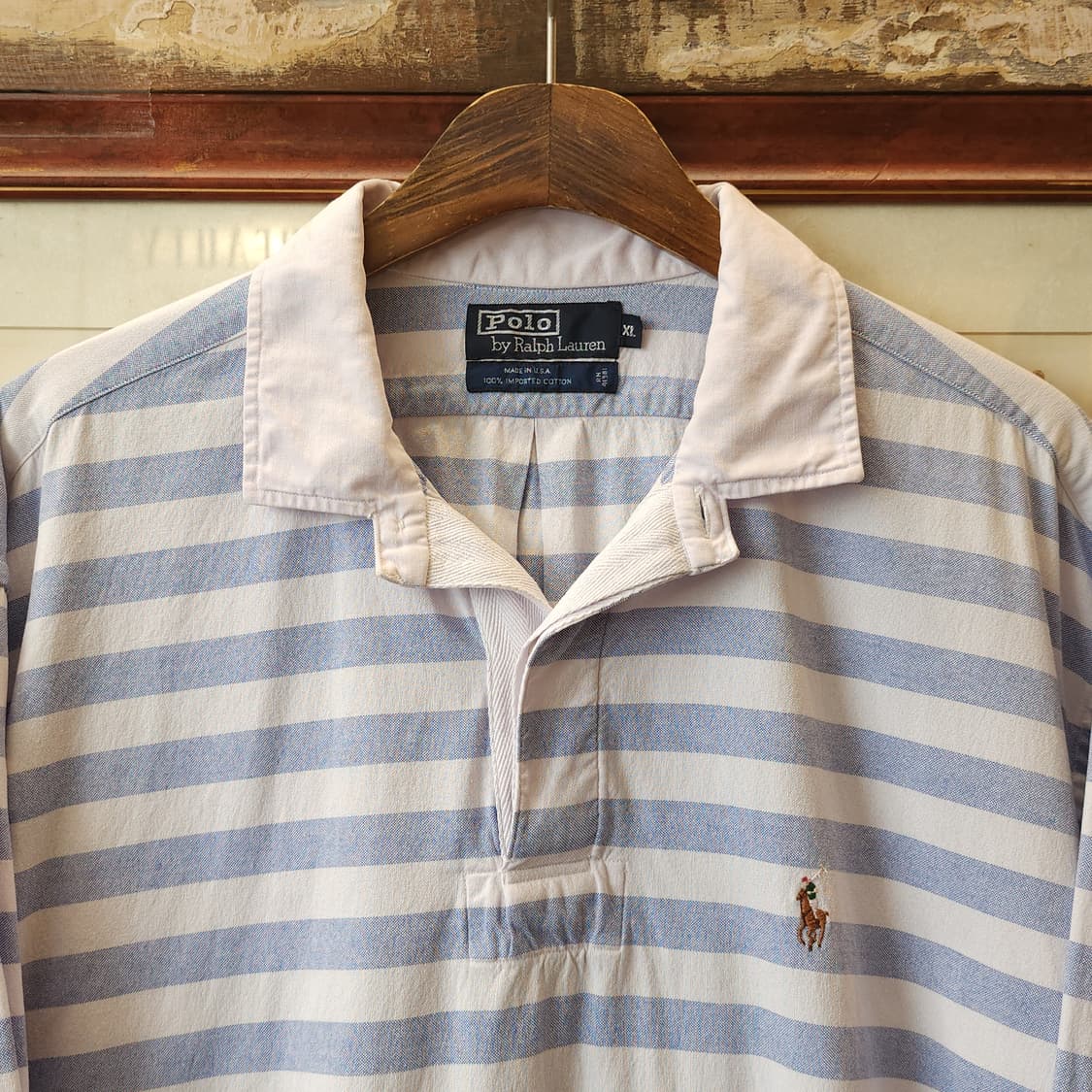 90s 폴로 럭비티 카라티 프리즈너 옥스포드 셔츠 usa 메이드 xl 상품이미지3