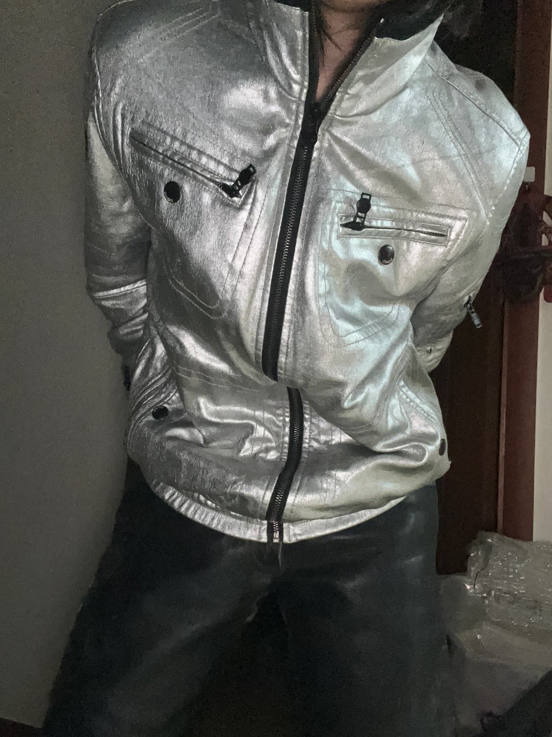 DOHO 펑크 해골 하이넥 실버 자켓 상품이미지3