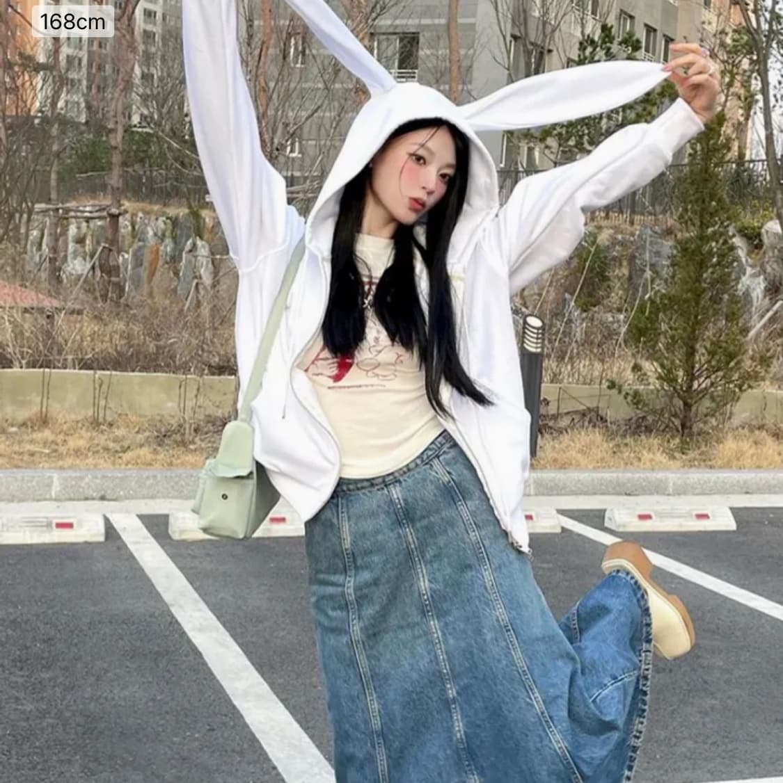 에트오소메 화이트 버니 우사미미 후드집업 2사이즈 상품이미지2