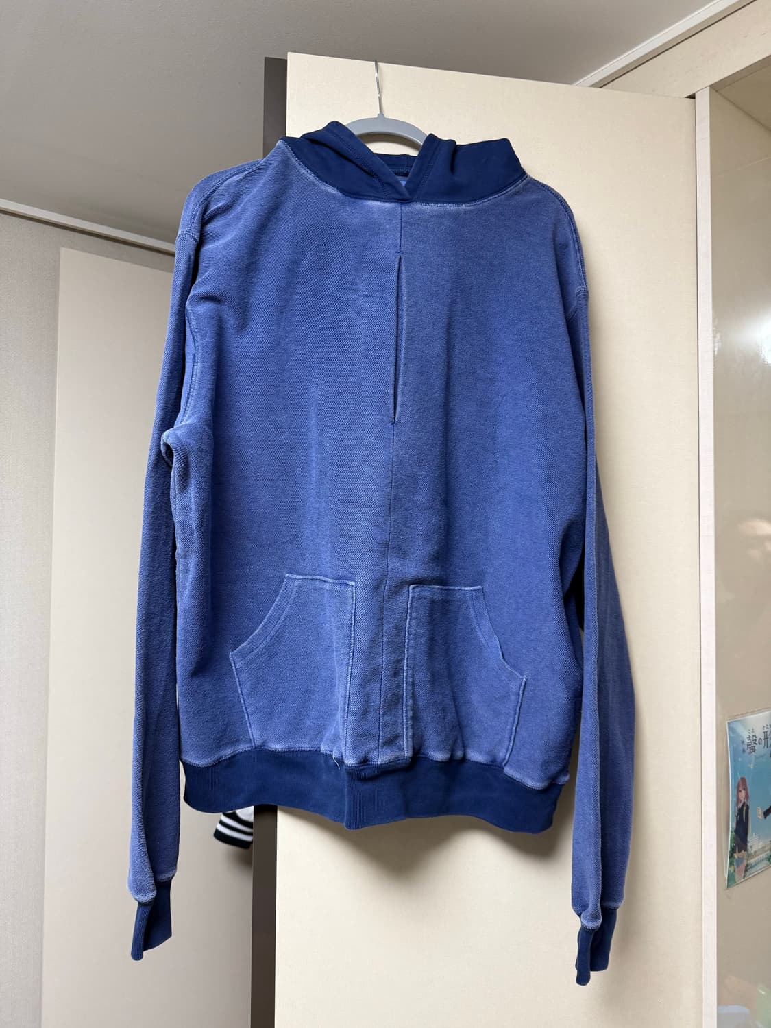 강정석 pleats hoodie blue 후드티 상품이미지2