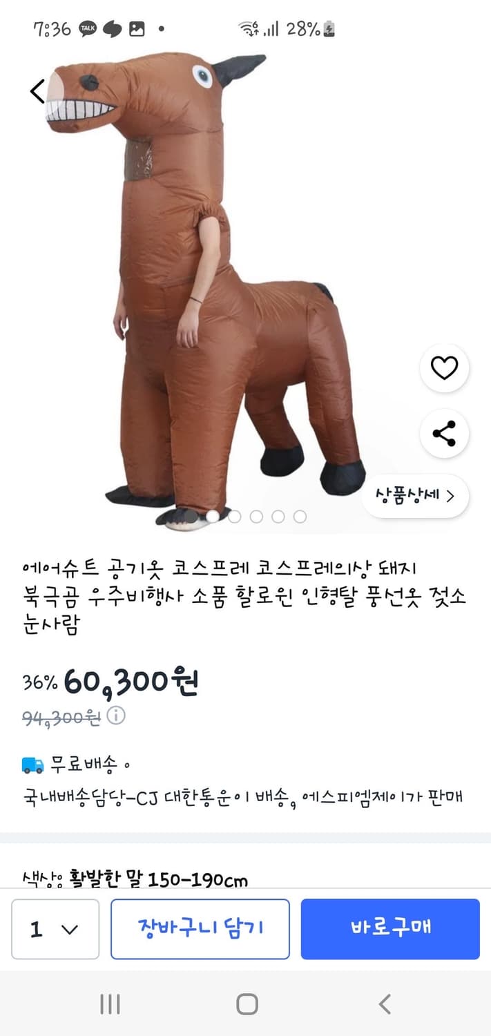 에어슈트 말 코스튬 상품이미지5