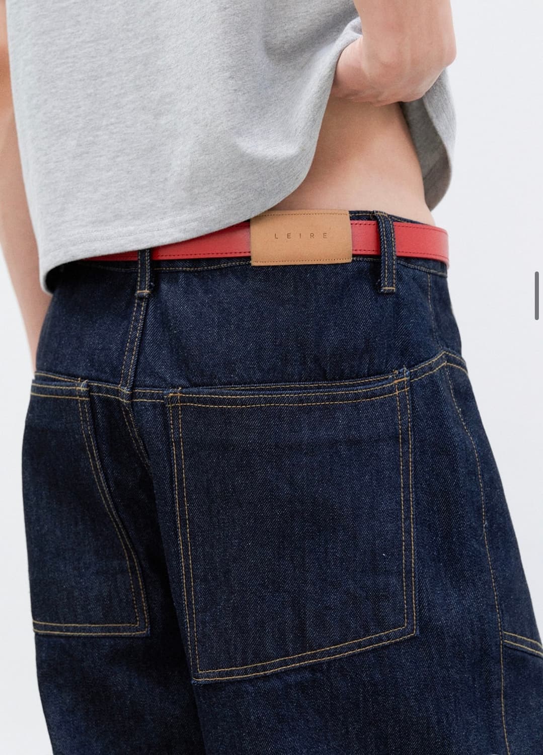 (새상품) 르아르 - 커브드 와이드 생지 데님 팬츠 상품이미지6