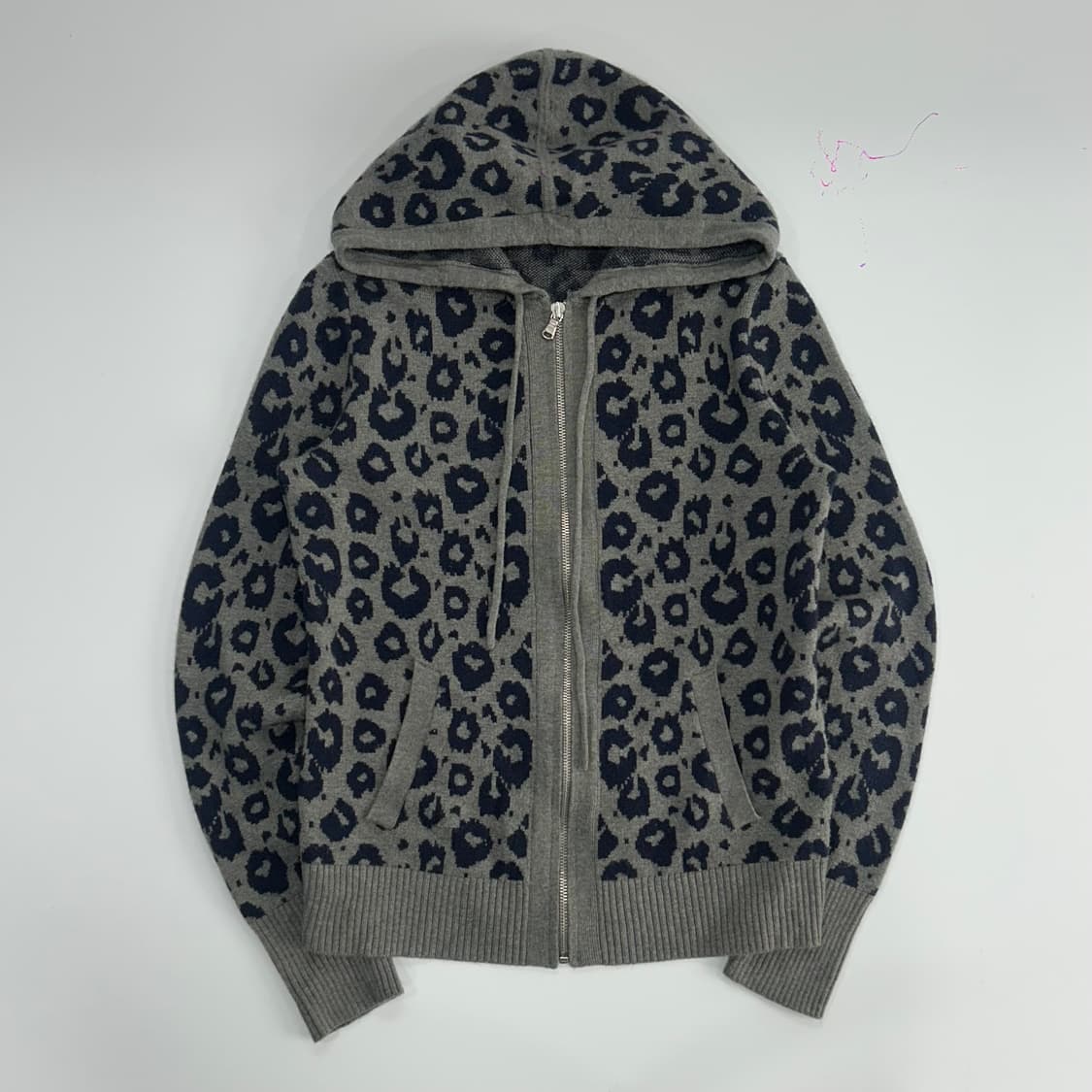 Gap 갭 블루 레오파드 그레이 니트 후드집업 상품이미지3