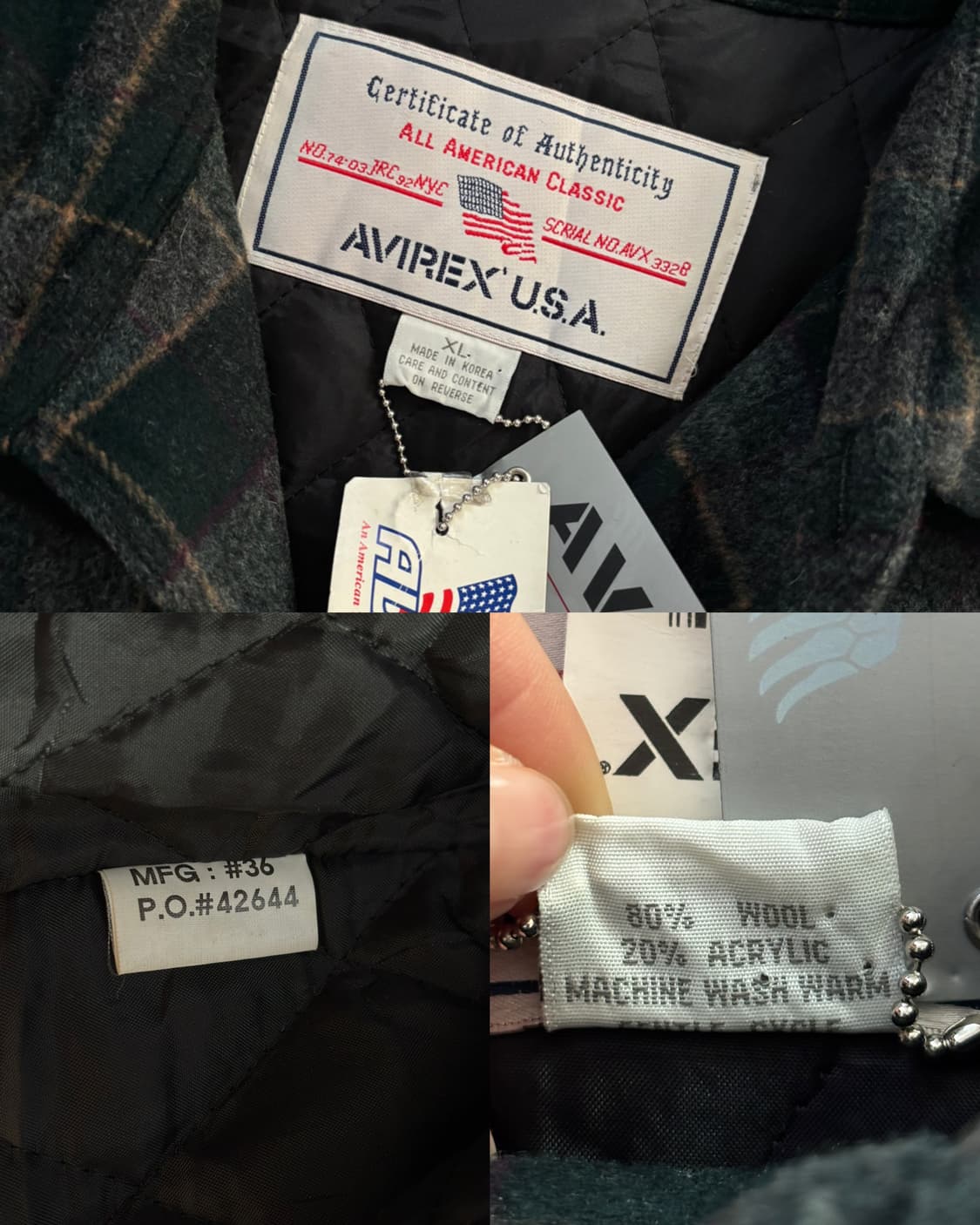 Avirex 아비렉스 그린 체크 플란넬 셔츠 자켓 상품이미지10