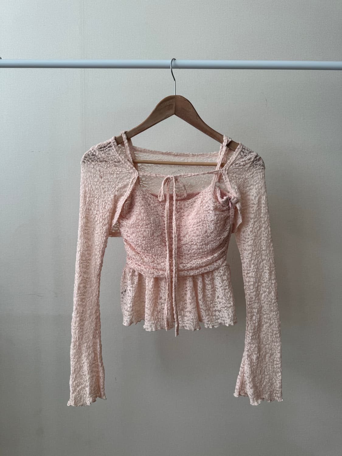 핑크색 레이스 여성 원피스 세트 갸루 상품이미지2