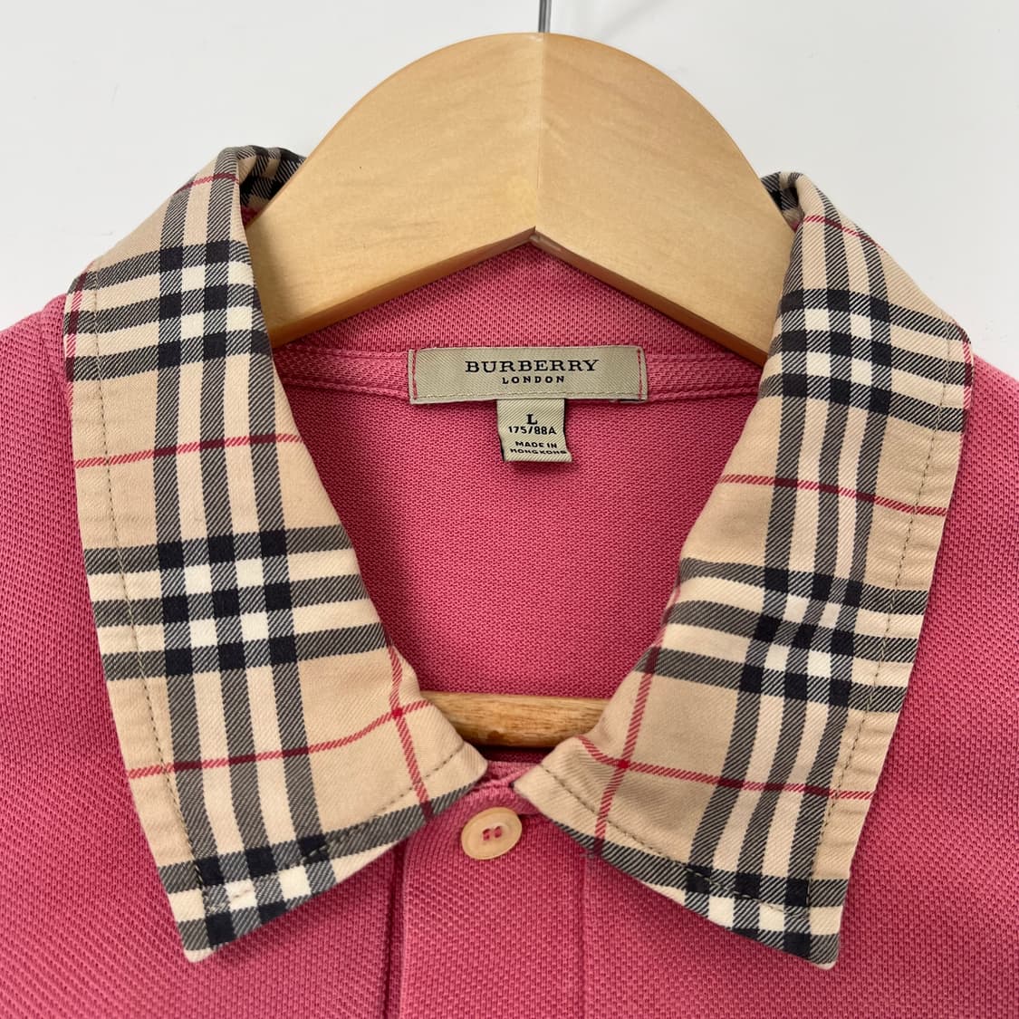 Burberry 버버리 노바체크카라 연핑크 카라티 상품이미지4
