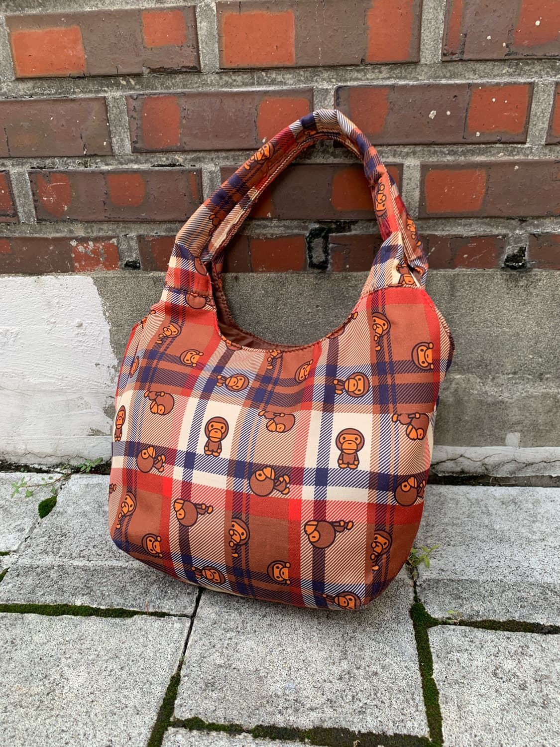 (빈티지)Bape 베이프 베이비 마일로 체크 토트백 상품이미지1