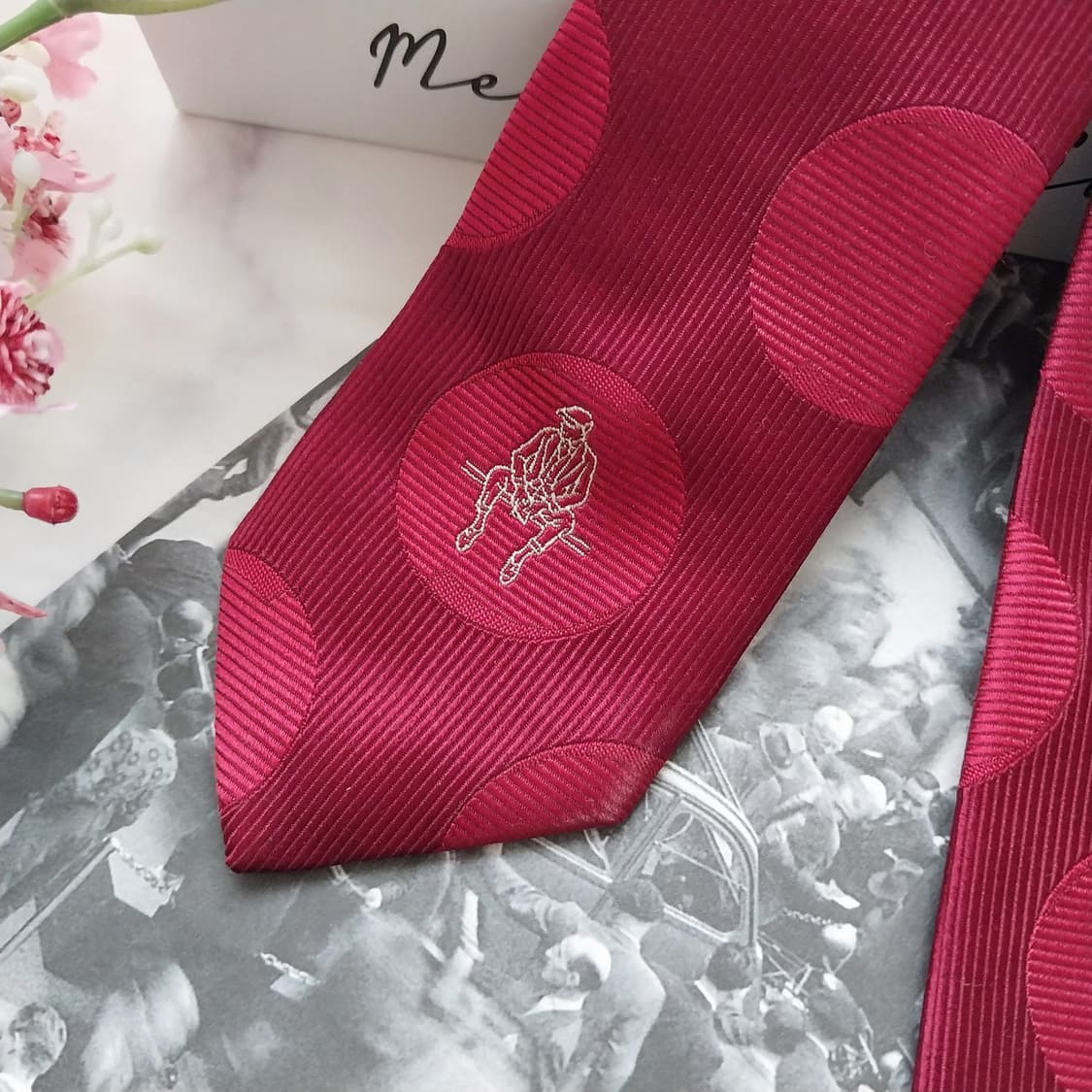 Paul Stuart 폴 스튜어트 실크 레드 도트 자카드 넥타이 9cm  상품이미지5