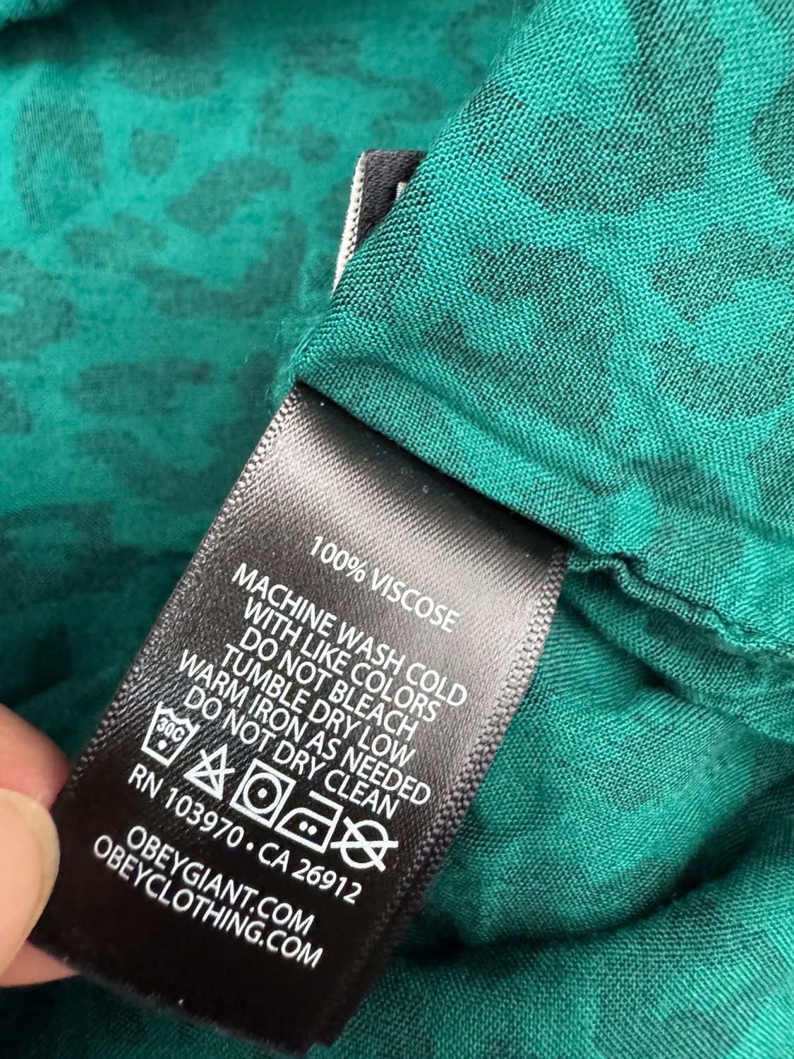 오베이 OBEY 그린 비스코스 레오파드 반팔셔츠 XL 상품이미지4