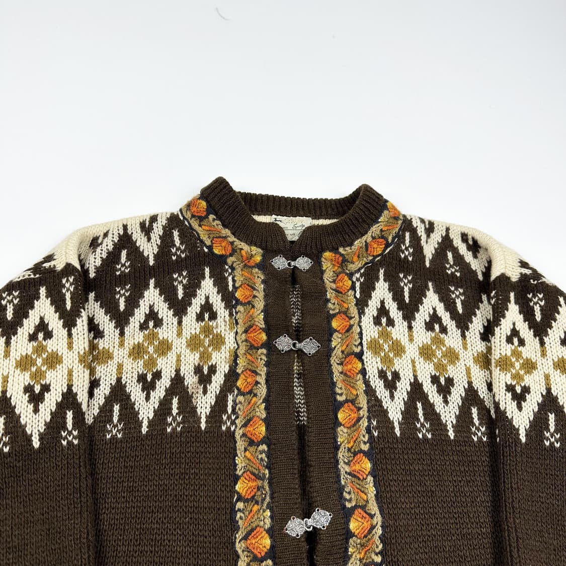 VTG 빈티지 아가일 울 케이프 니트 가디건 여성L 상품이미지2