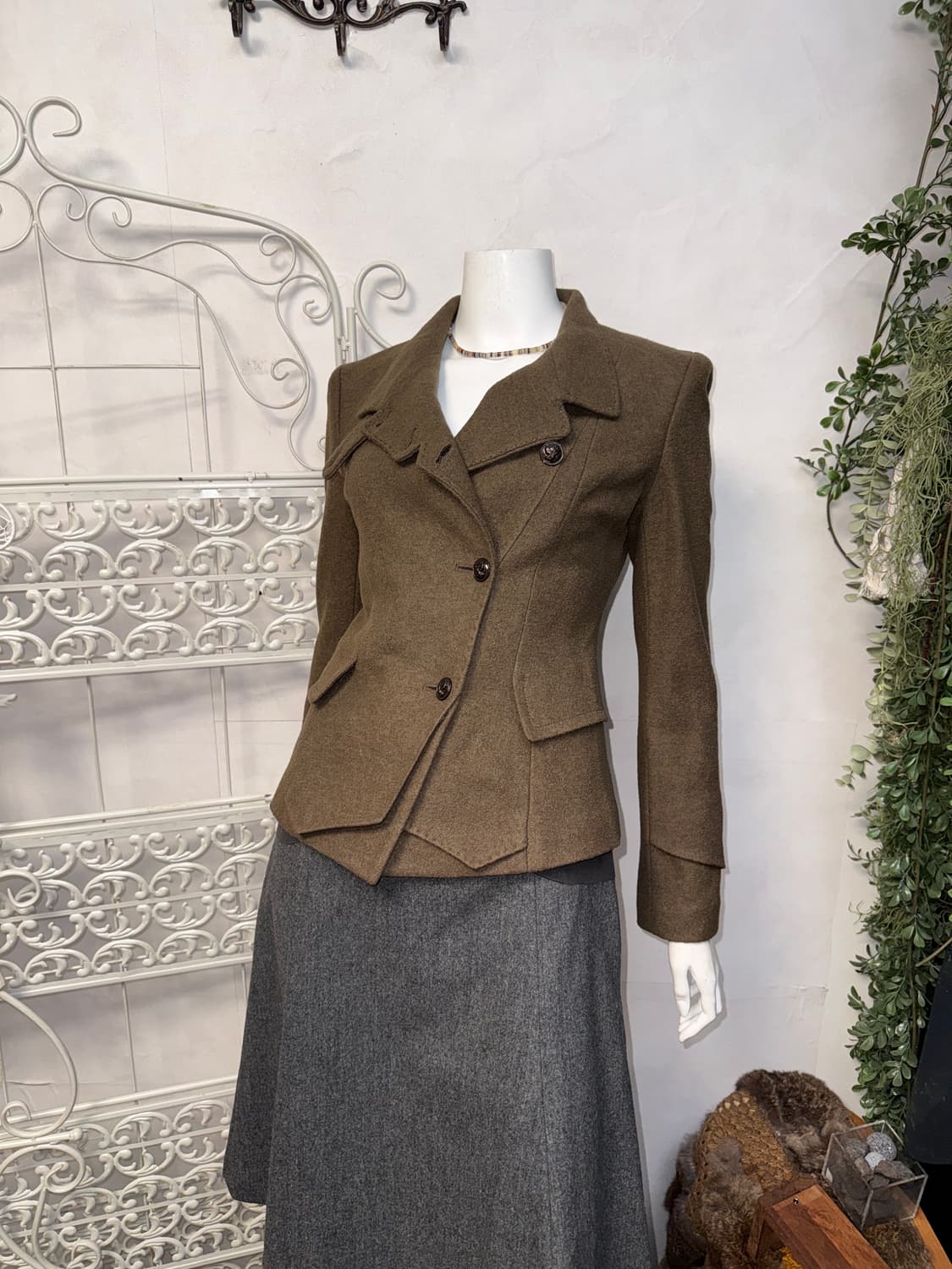 Anne Klein brown wool button jacket  상품이미지2