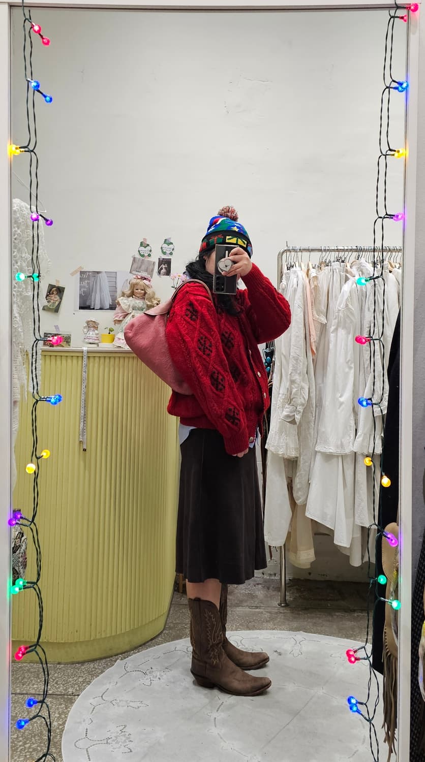 핑크 송치 레더 숄더백 상품이미지3