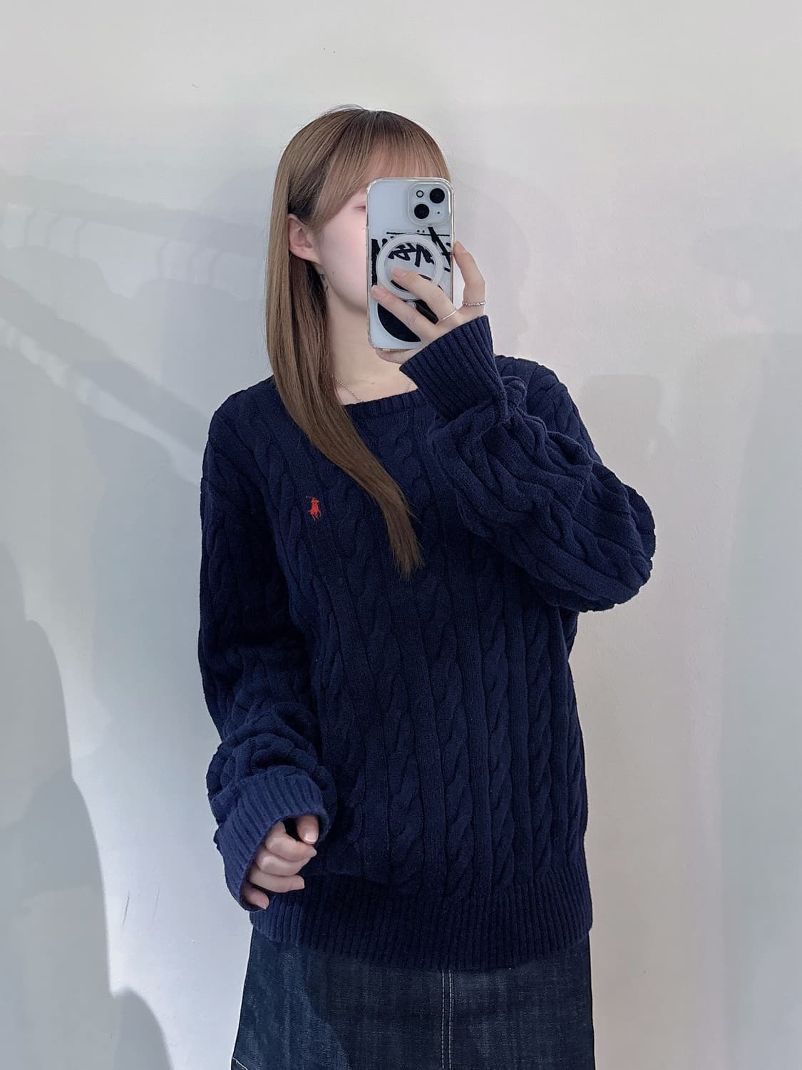 폴로랄프로렌 qr 레드포니 네이비 케이블 니트 상품이미지1