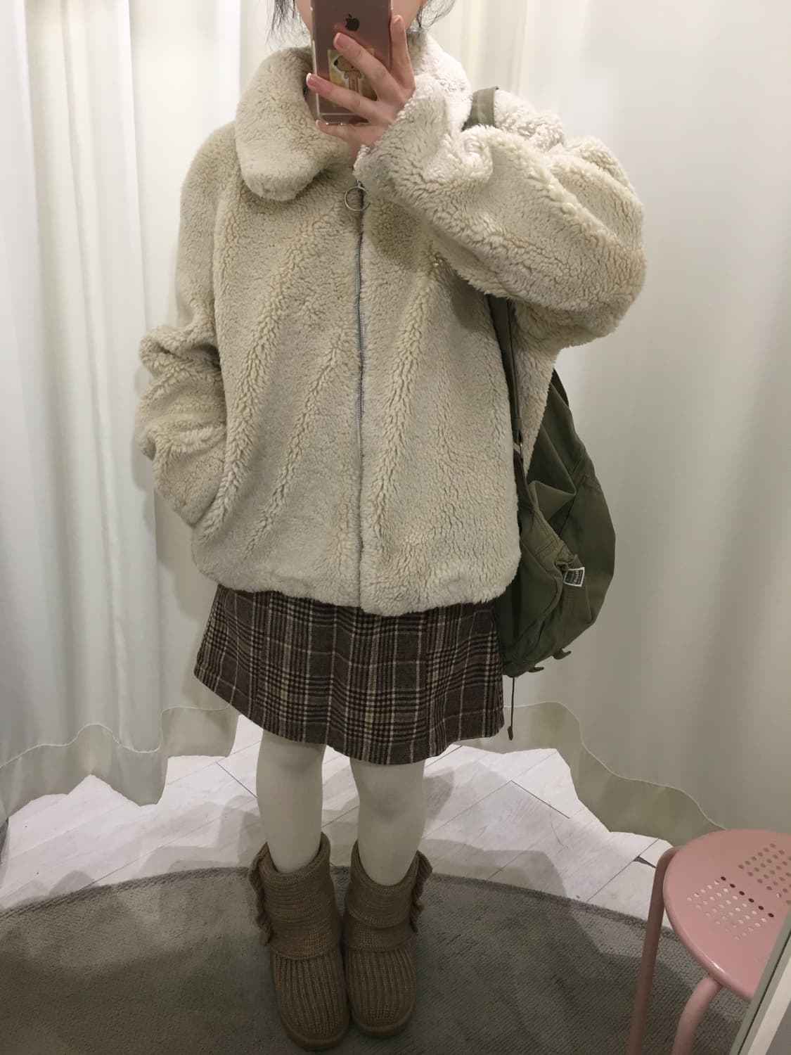 오버핏 뽀글이 퍼 카라 자켓 점퍼 상품이미지2