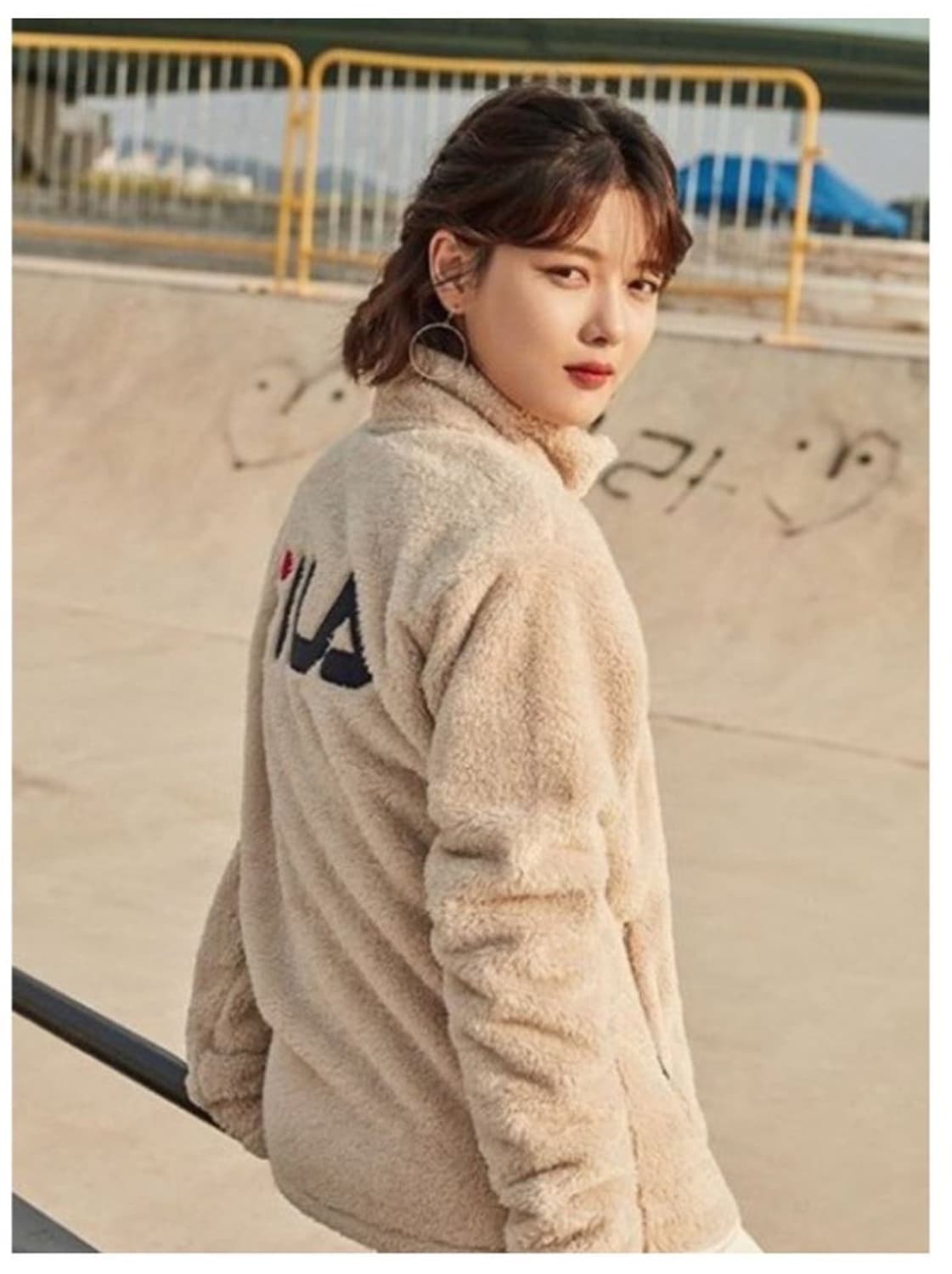 여성 겨울 휠라 후리스 핑크 L 상품이미지3