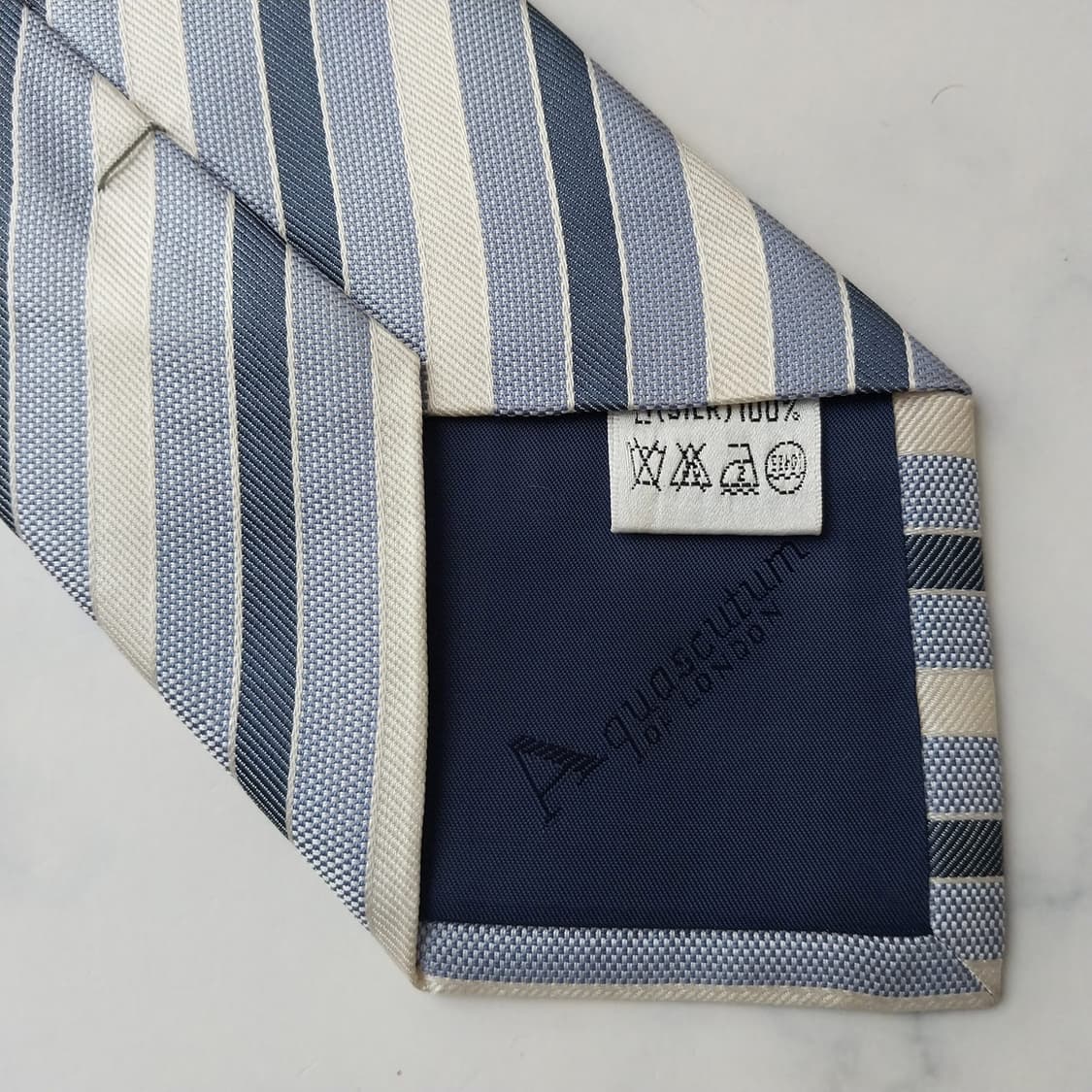 아쿠아스큐텀 실크 블루 스트라이프 넥타이 9.3cm A+등급 K2033 상품이미지7
