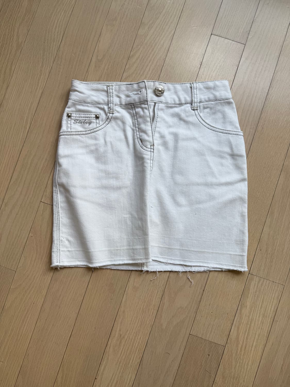 SISLEY 화이트 데님 미니스커트 청치마 숏츠 시슬리 하의 상품이미지1