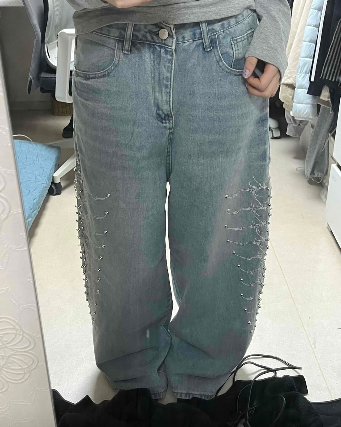 피어싱 데님 팬츠 상품이미지3