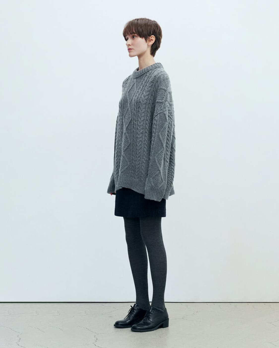 포유어아이즈온리 FYEO 루즈핏 케이블 니트 그레이 상품이미지6