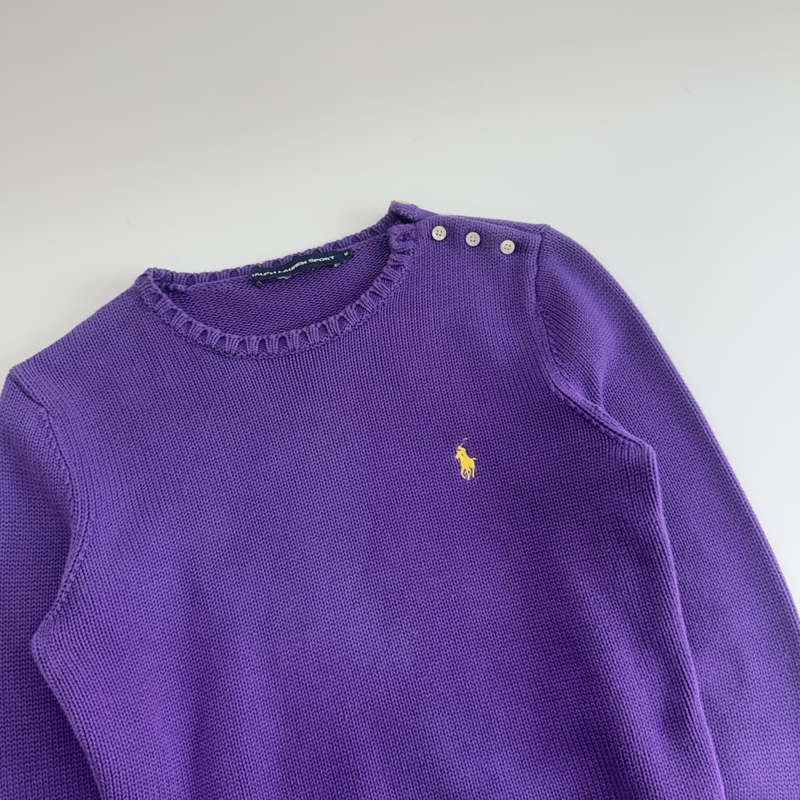 Polo 폴로 옐로우 포니 퍼플 숄더 버튼업 니트 상품이미지4