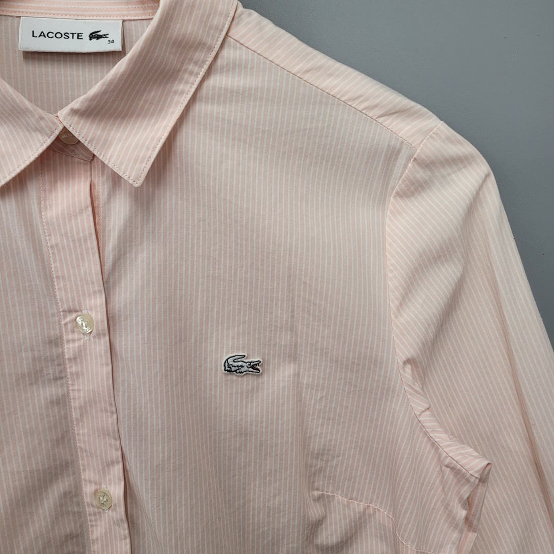 Lacoste 라코스테 옥스포트 스트라이프 셔츠 핑크 상품이미지3