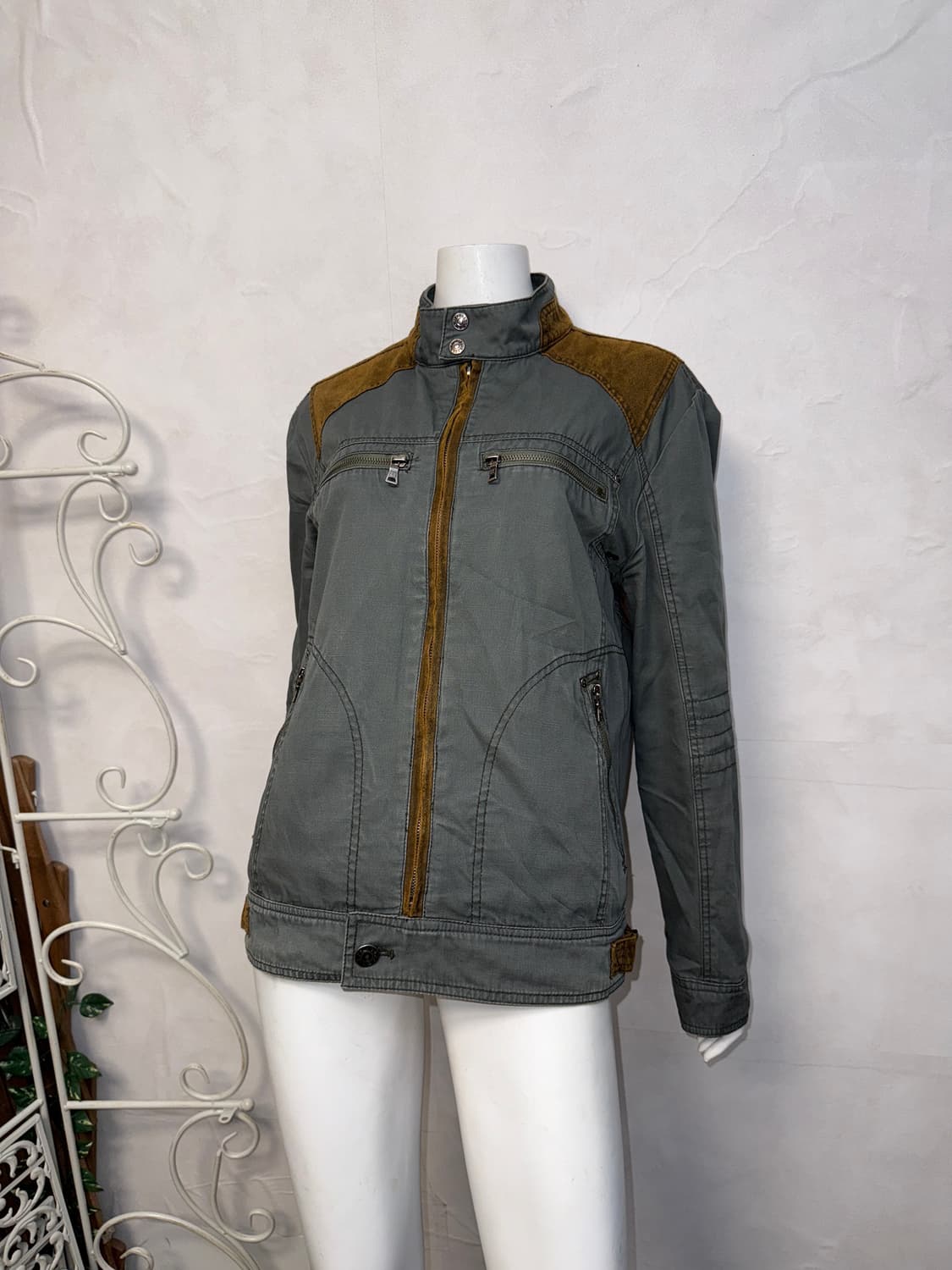 UGIZ khaki brown zipper detail biker jk 상품이미지6