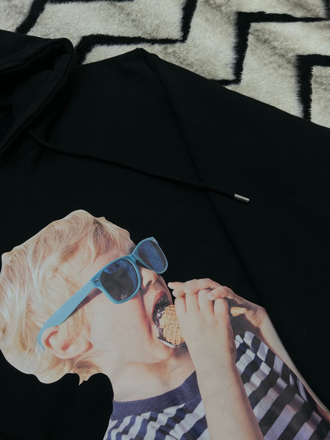 [1]아크메드라비 헤비코튼 프린팅 후드/블랙 상품이미지1