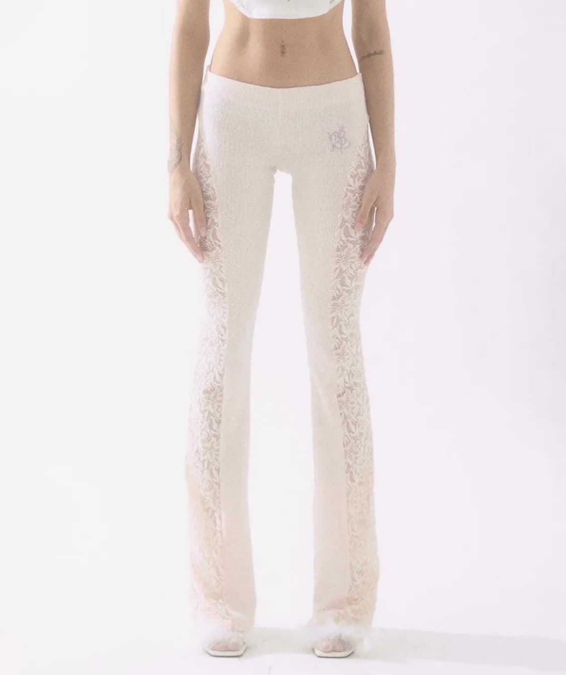 배디 badee Lace Flared Pants Pale Pink 상품이미지3